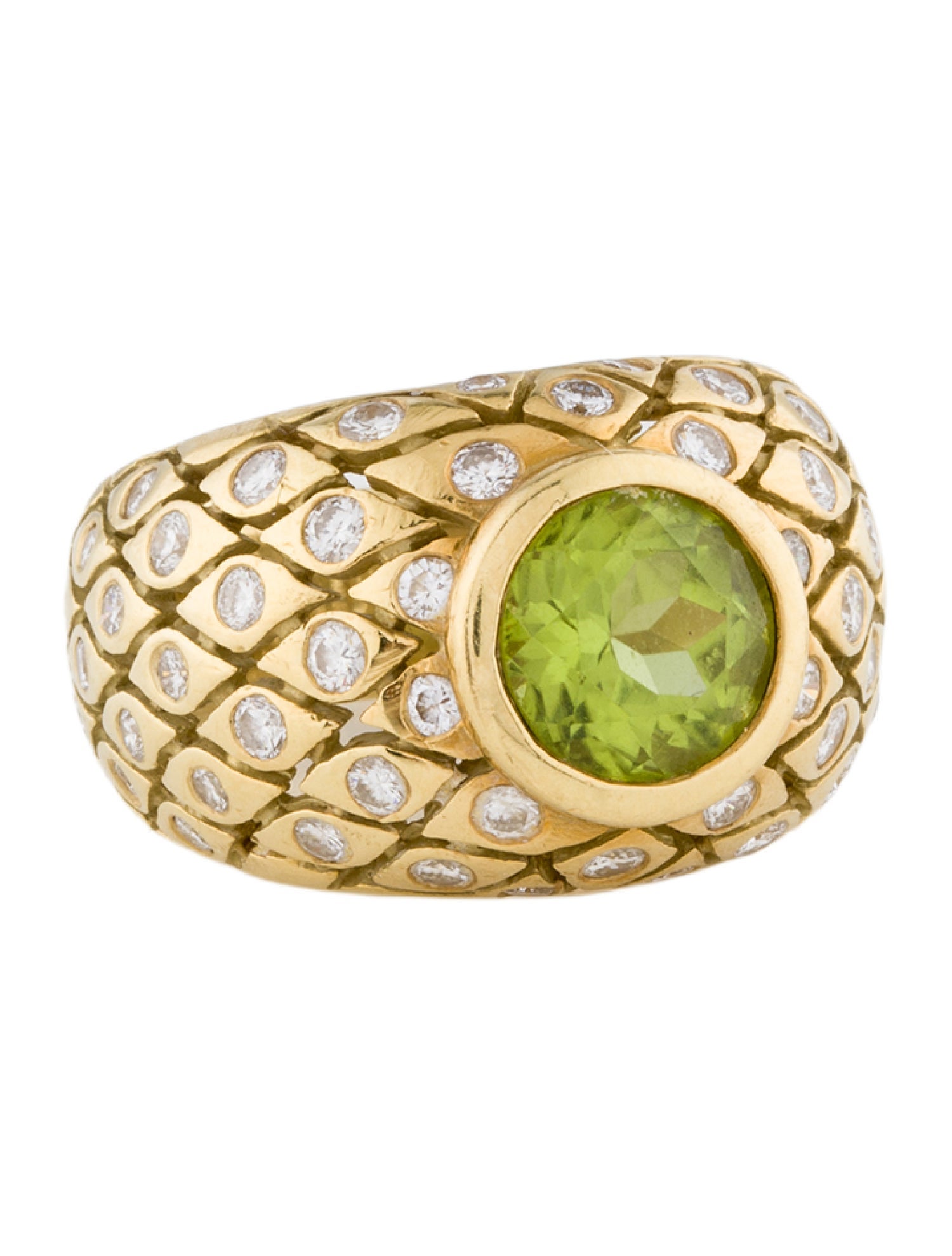 Ring 18K 2.46ct Peridot & Diamond Cocktail