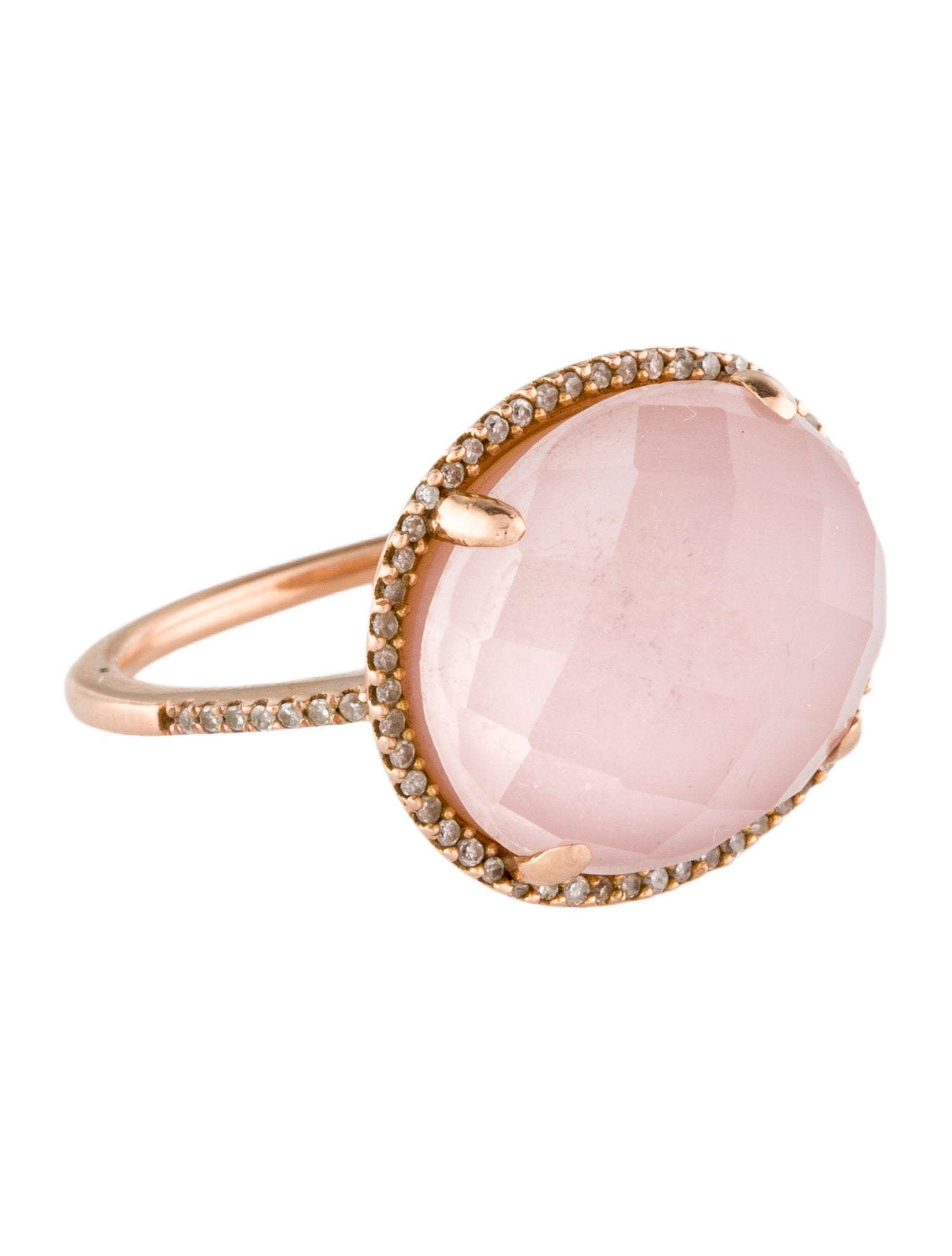 Ring 14K Diamond-Accented Mother of Pearl & Rose Quartz Cocktail