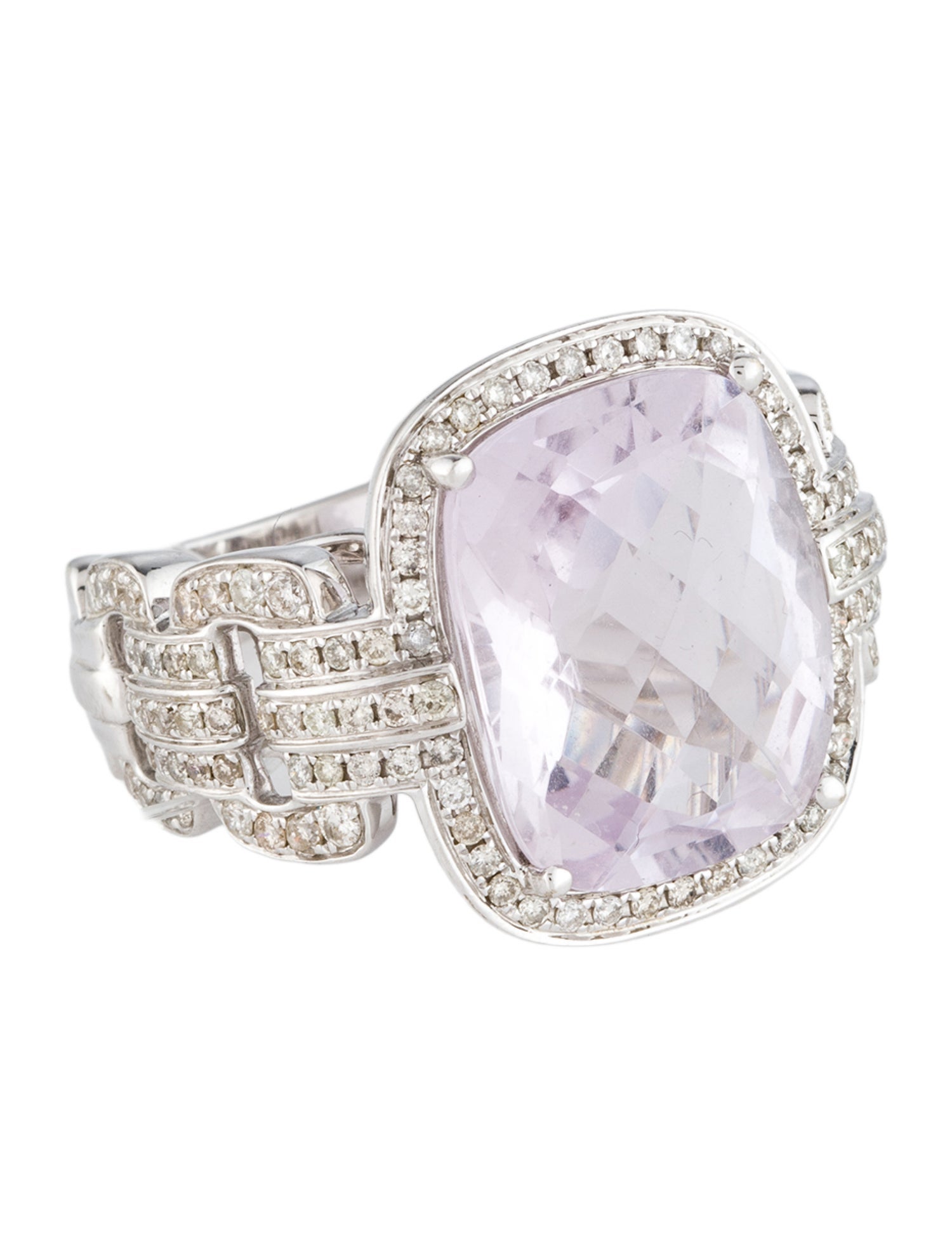 Ring 18K Amethyst & Diamond Cocktail Ring