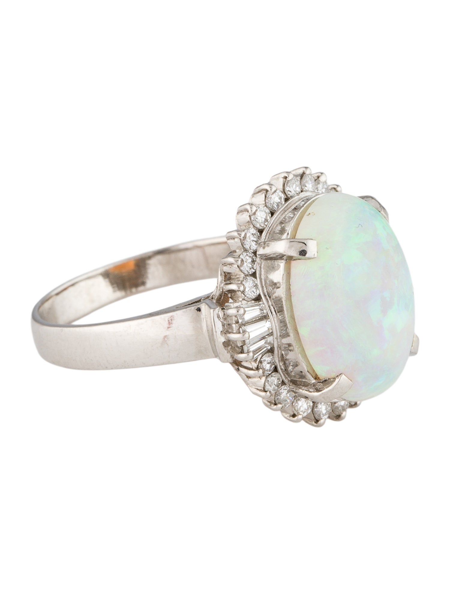Ring Platinum 4.37ct Opal & Diamond Cocktail Ring