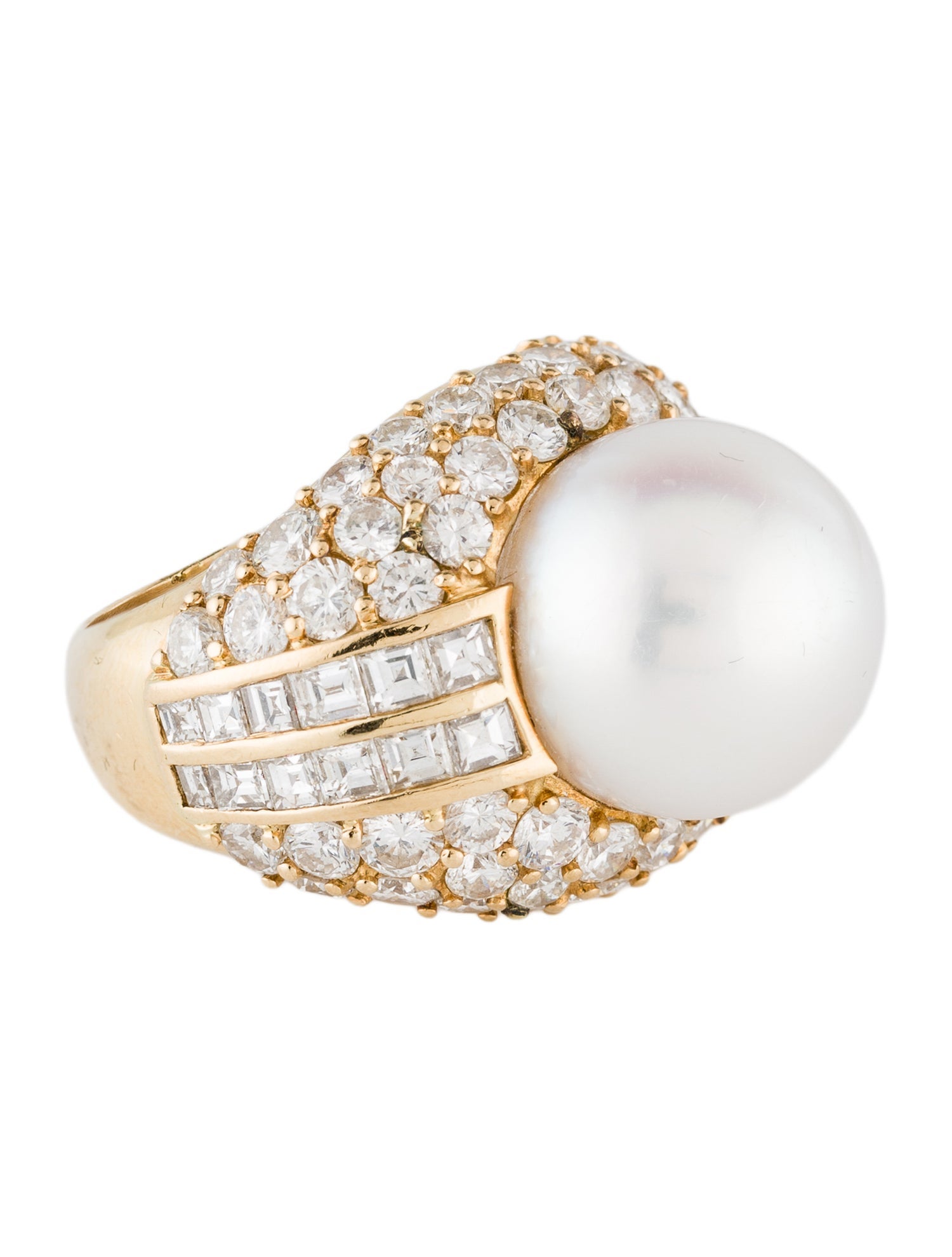 Ring 18K Pearl & Diamond Cocktail