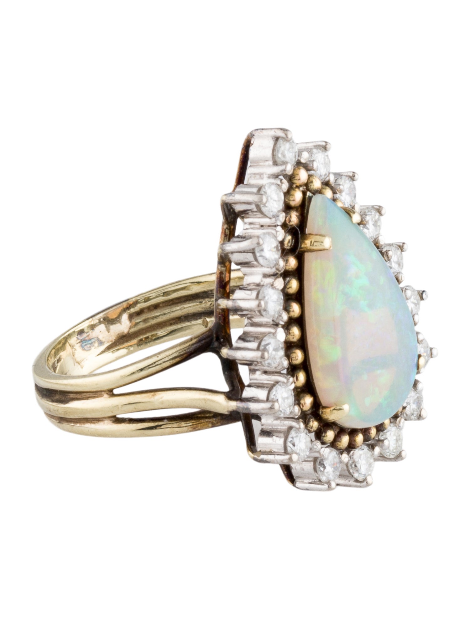 Ring 14K 2.17ct Opal & Diamond Cocktail
