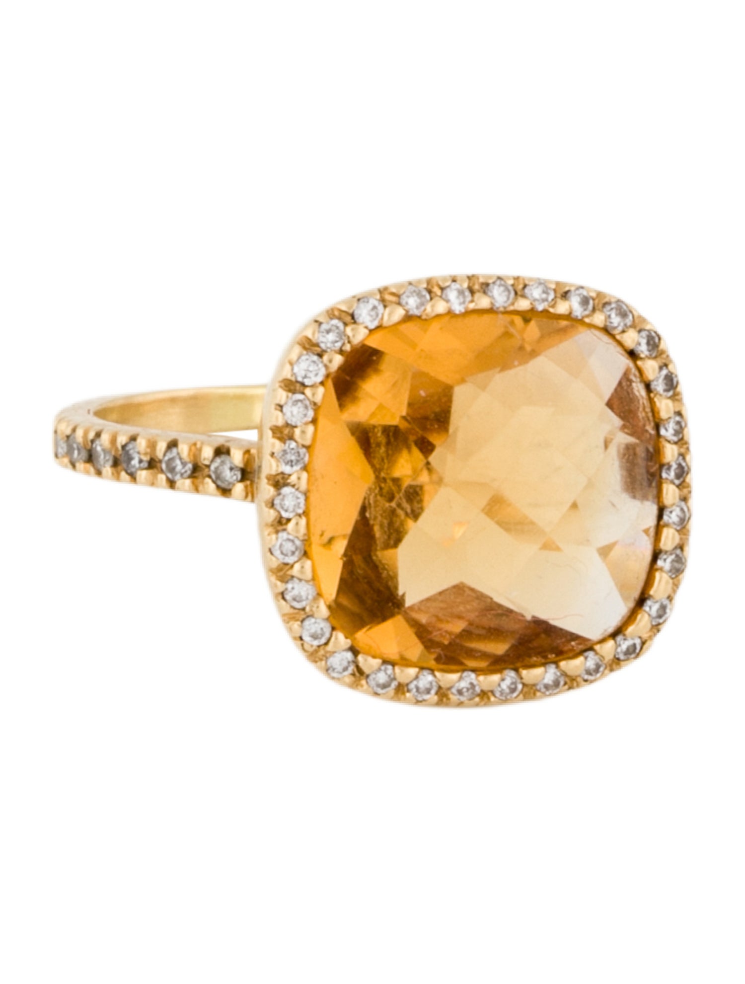 Ring 18K Citrine & Diamond Cocktail