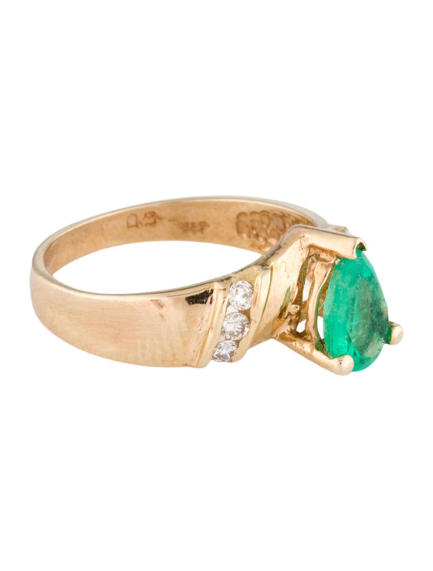 Ring 14K Emerald & Diamond Cocktail