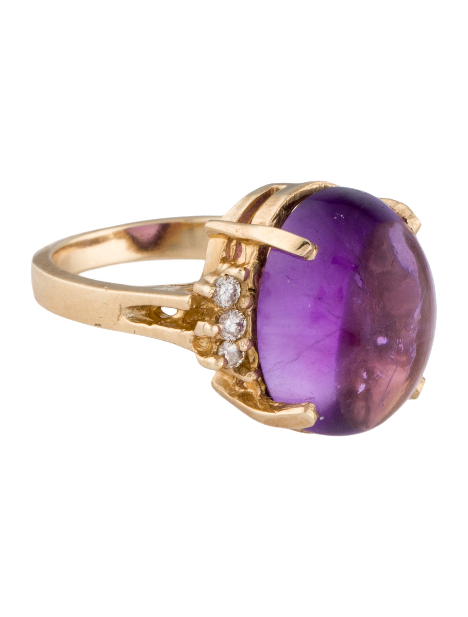 Ring 14K 11.78ct Amethyst And Diamond Cocktail
