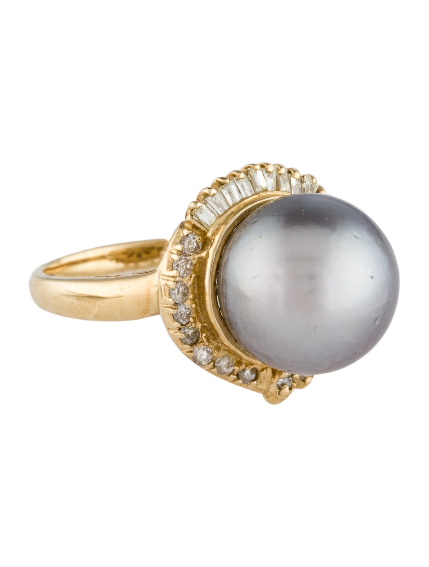Ring 14K Pearl & Diamond Cocktail