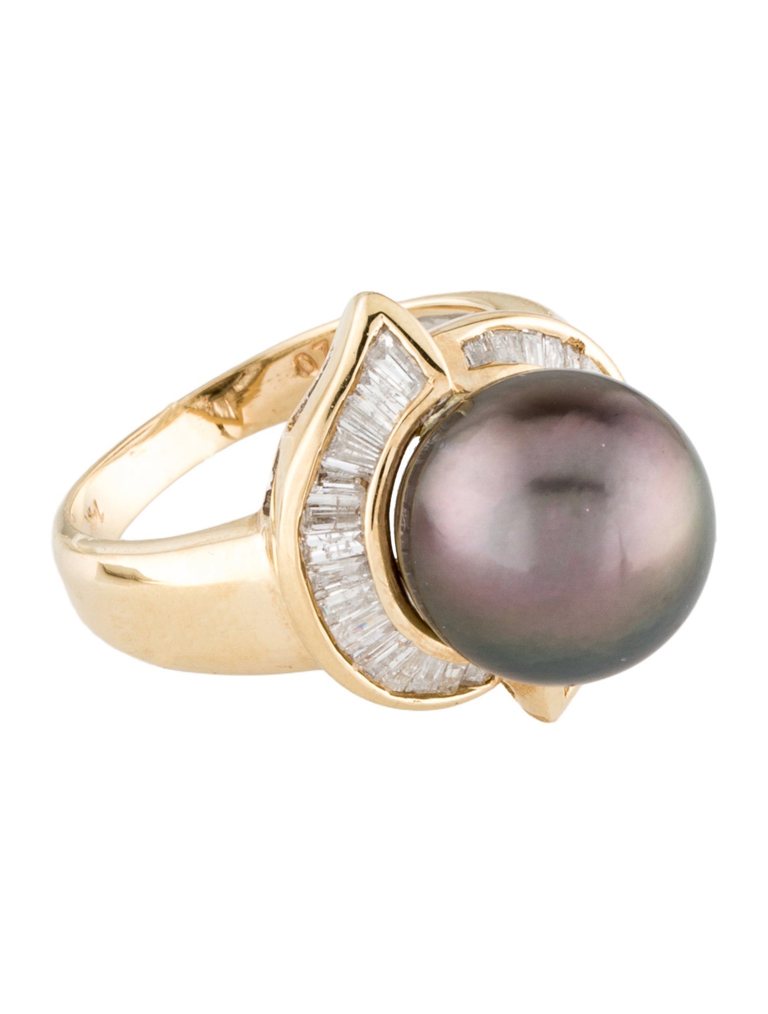 Ring 14K Pearl & Diamond Cocktail