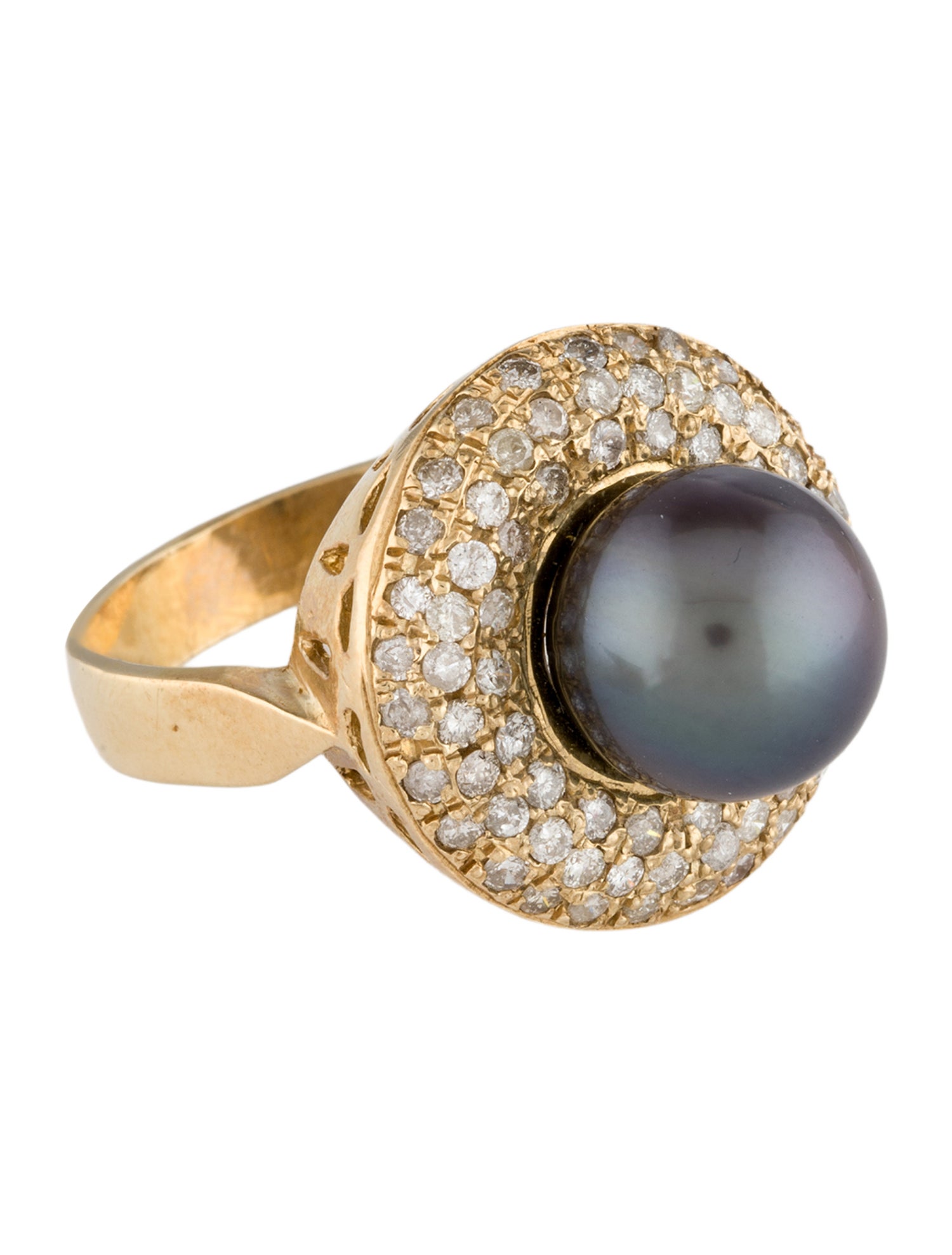 Ring 14K Pearl & Diamond Cocktail