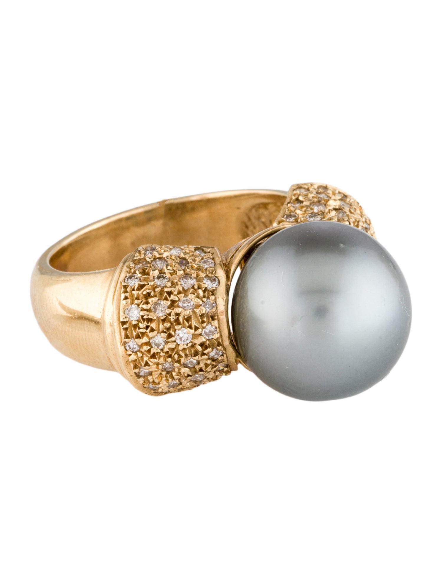 Ring 14K Pearl & Diamond Cocktail