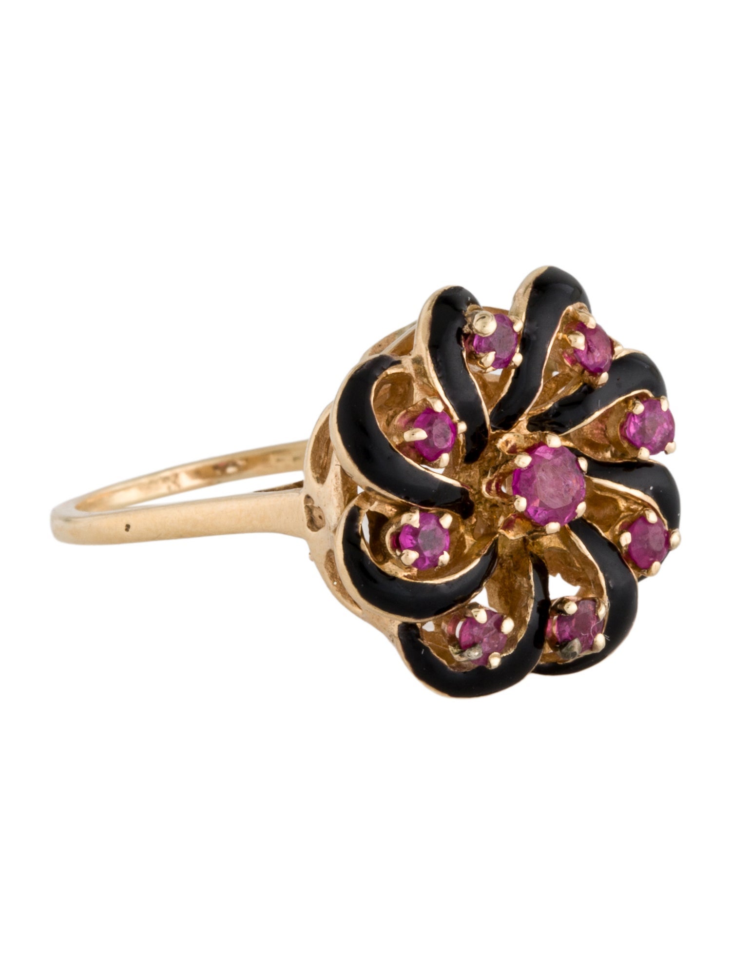 Ring 14K Ruby & Enamel Cocktail