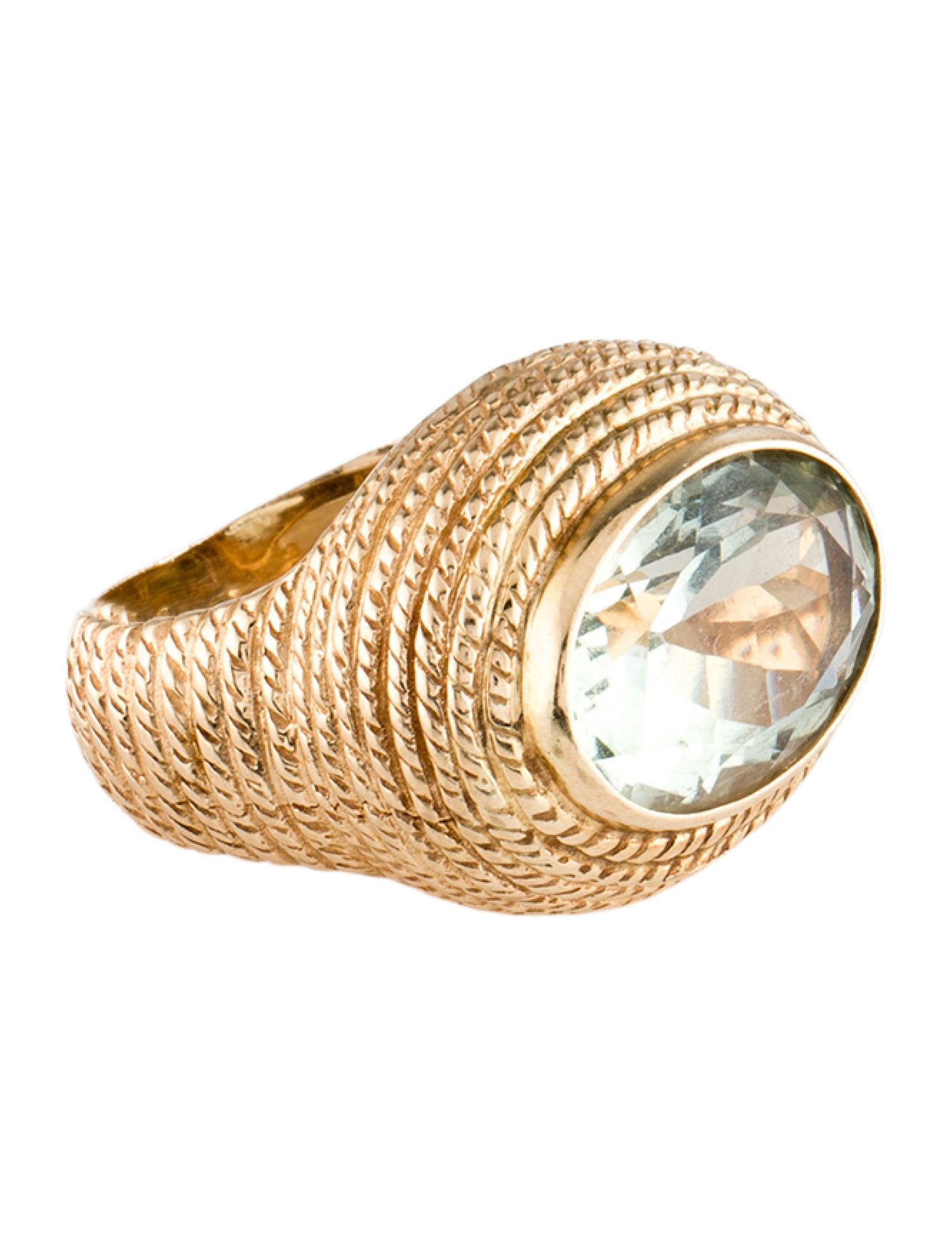 Ring 14K 5.34ct Prasiolite Cocktail