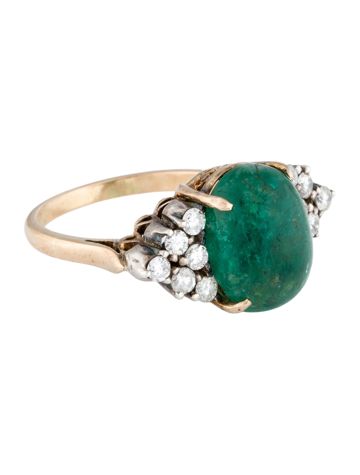 Ring 14K Emerald and Diamond Cocktail