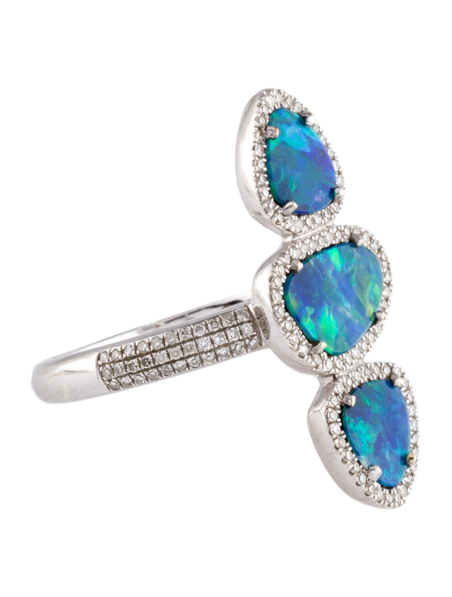 Ring 14K Opal Doublet & Diamond Cocktail