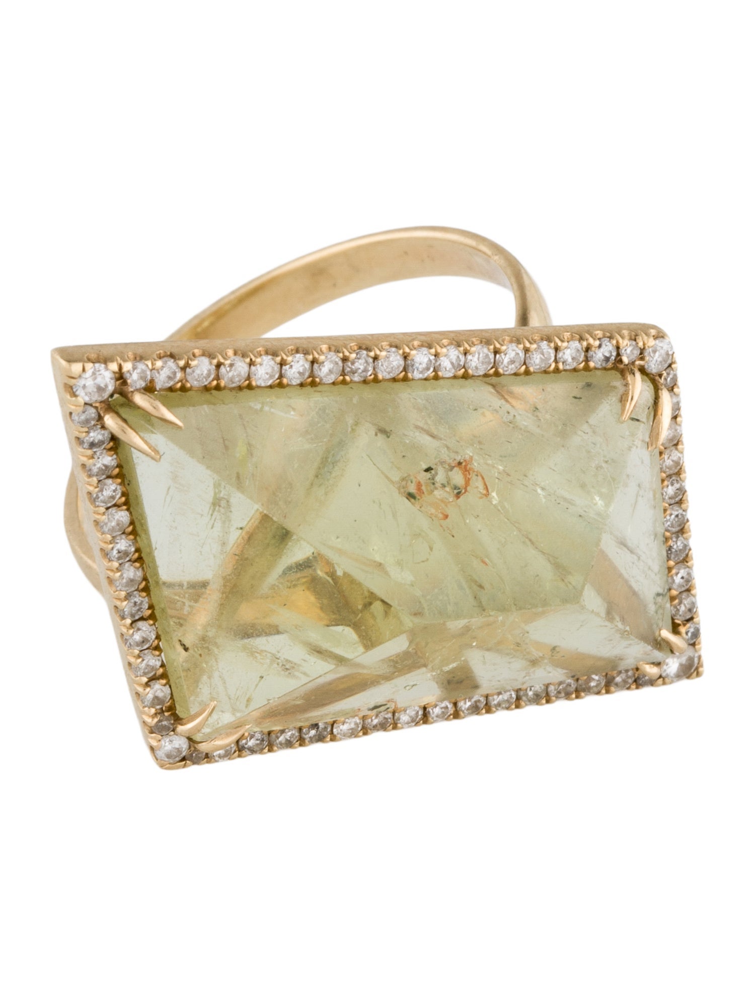 Ring 14K Quartz & Diamond Cocktail