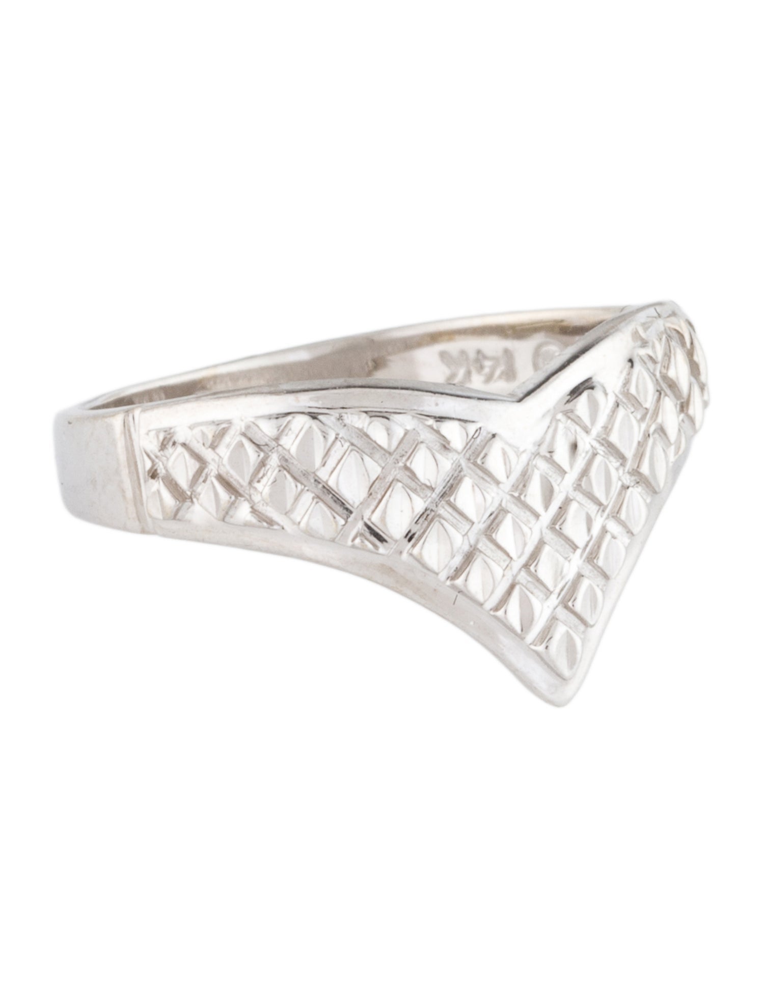 Ring 14K Textured Chevron Band Ring