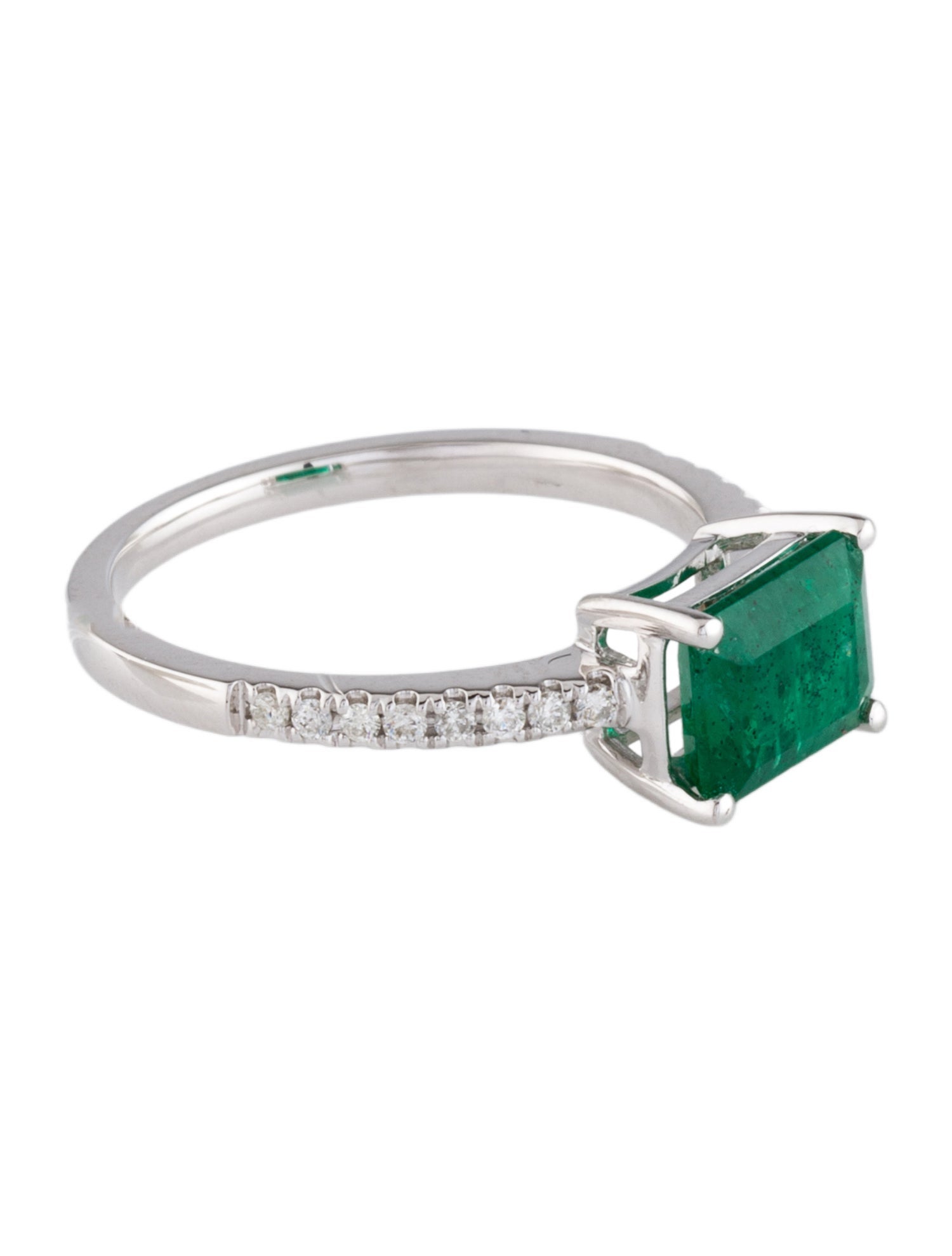 Ring 14K 1.00ct Emerald & Diamond Cocktail Ring