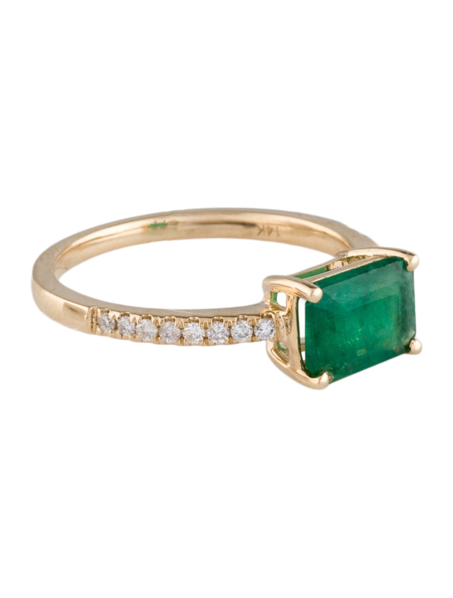 Ring 14K 1.21ct Emerald & Diamond Cocktail