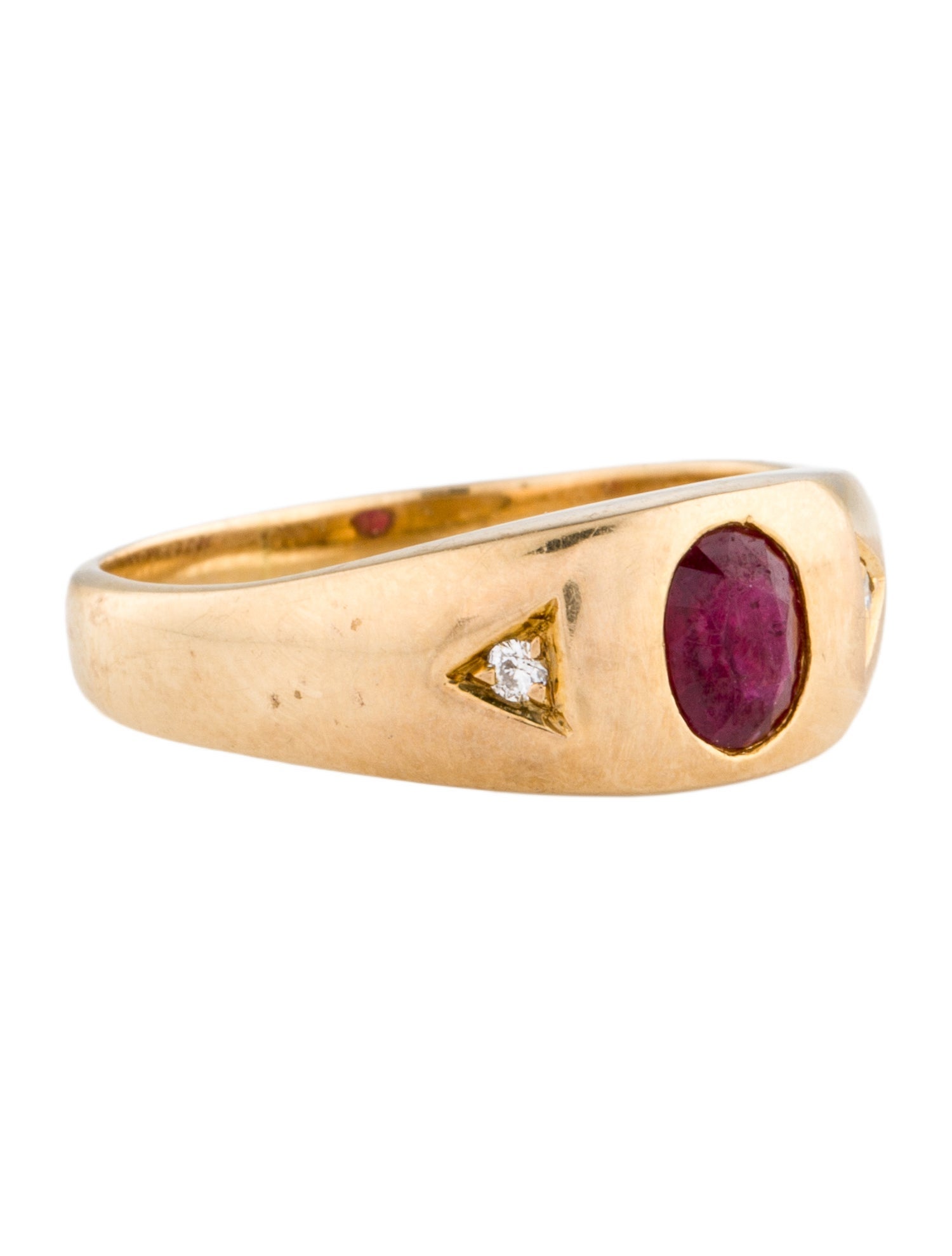 Ring 14K Ruby & Diamond Signet Ring