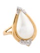 Ring 10K Pearl & Diamond Cocktail Ring
