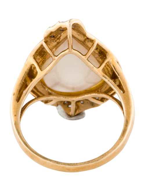 Ring 10K Pearl & Diamond Cocktail Ring