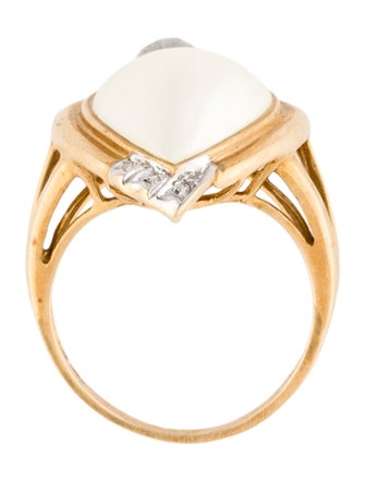 Ring 10K Pearl & Diamond Cocktail Ring