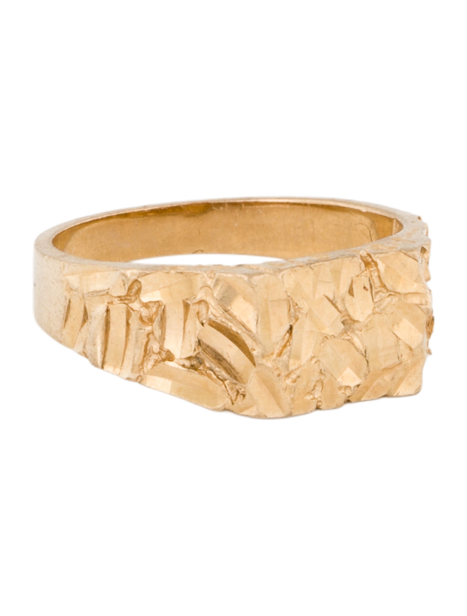 Ring 14K Textured Rectangle Signet