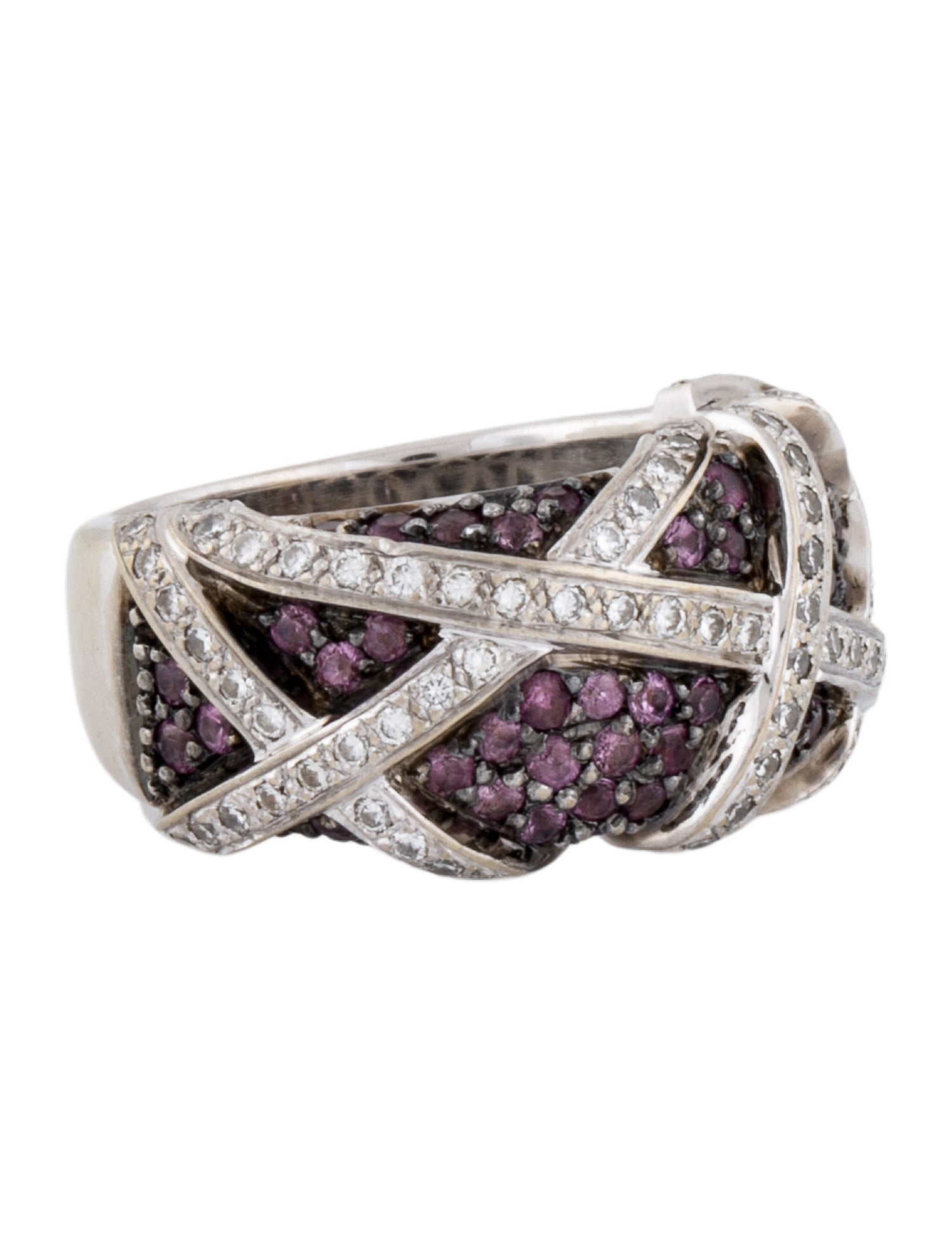 Ring 14K Sapphire & Diamond Criss Cross Band