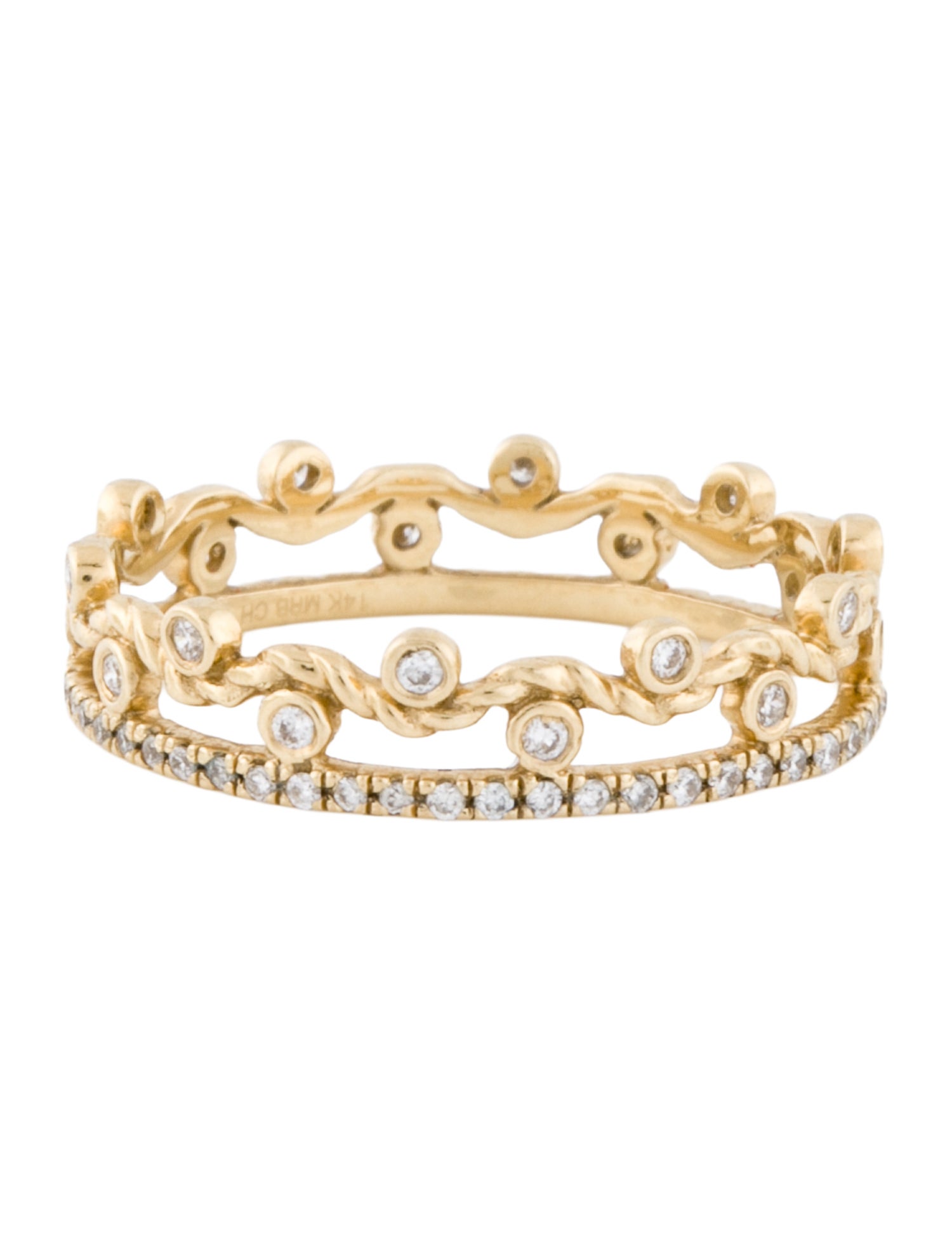 Ring 14K Diamond Wavy Two Row Eternity Band