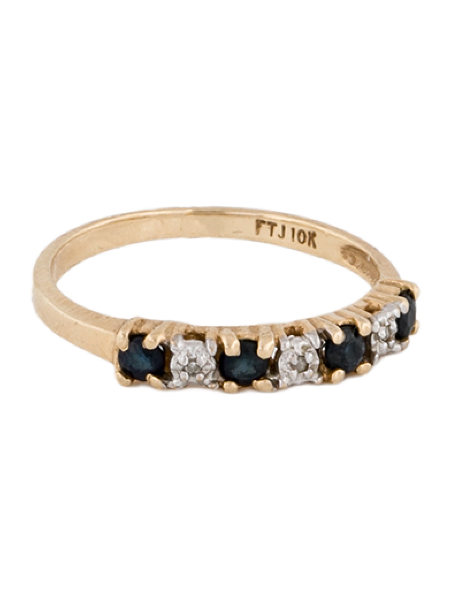 Ring 10K Sapphire & Diamond Coronet Band