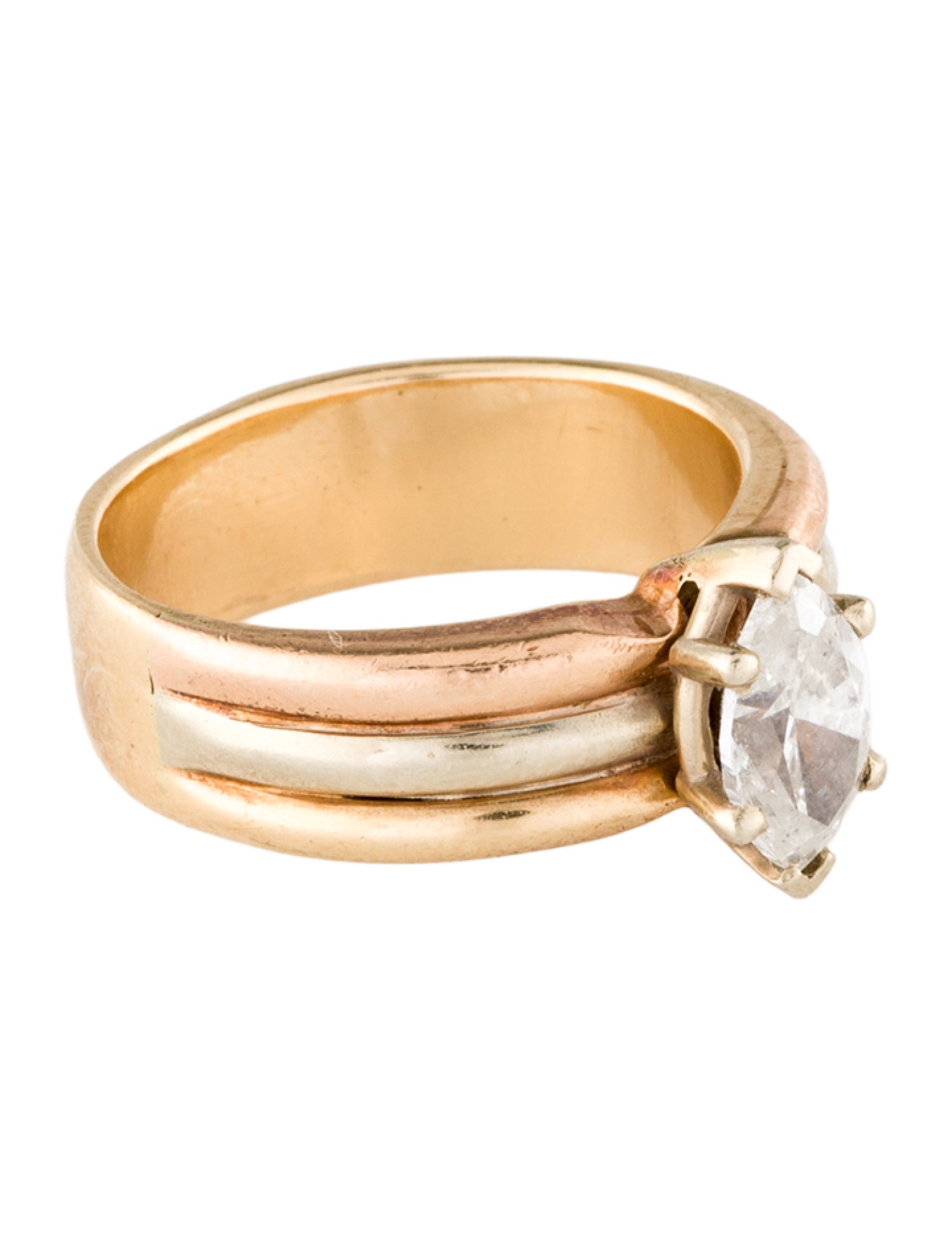 Ring 14K Diamond Tricolor Cocktail