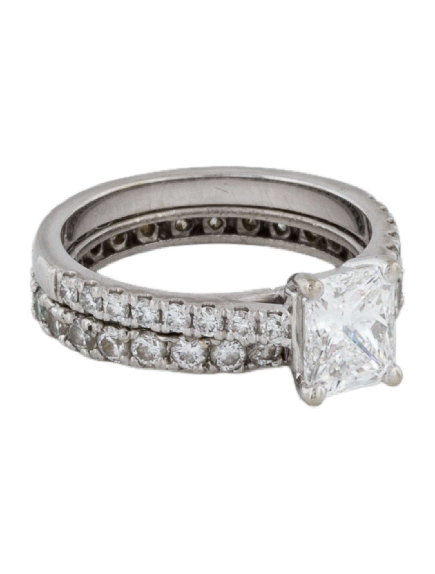 Ring 14K 1.18ct Engagement w/ Platinum Diamond Wedding Band Set