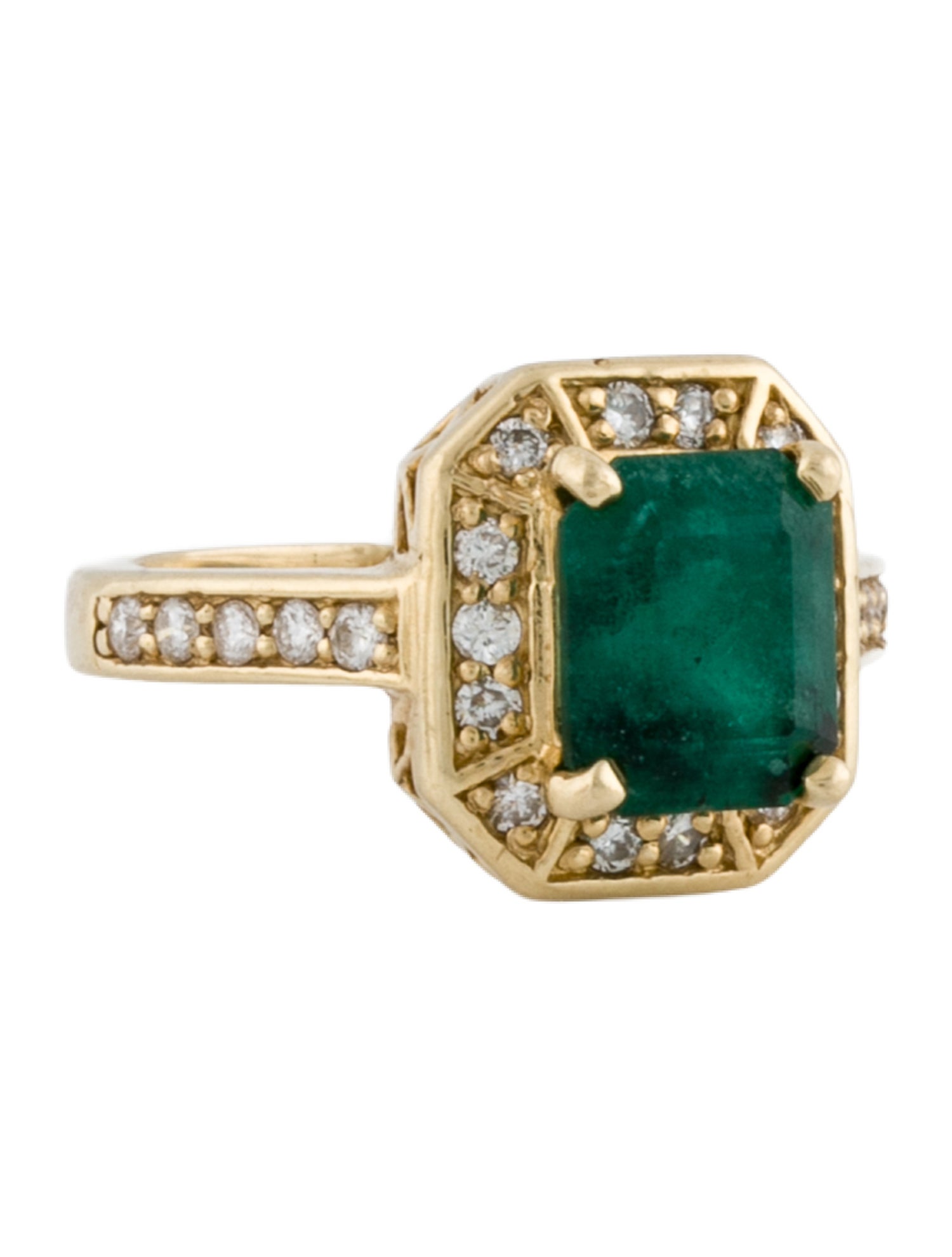 Ring 14K 2.55ct Emerald & Diamond Cocktail