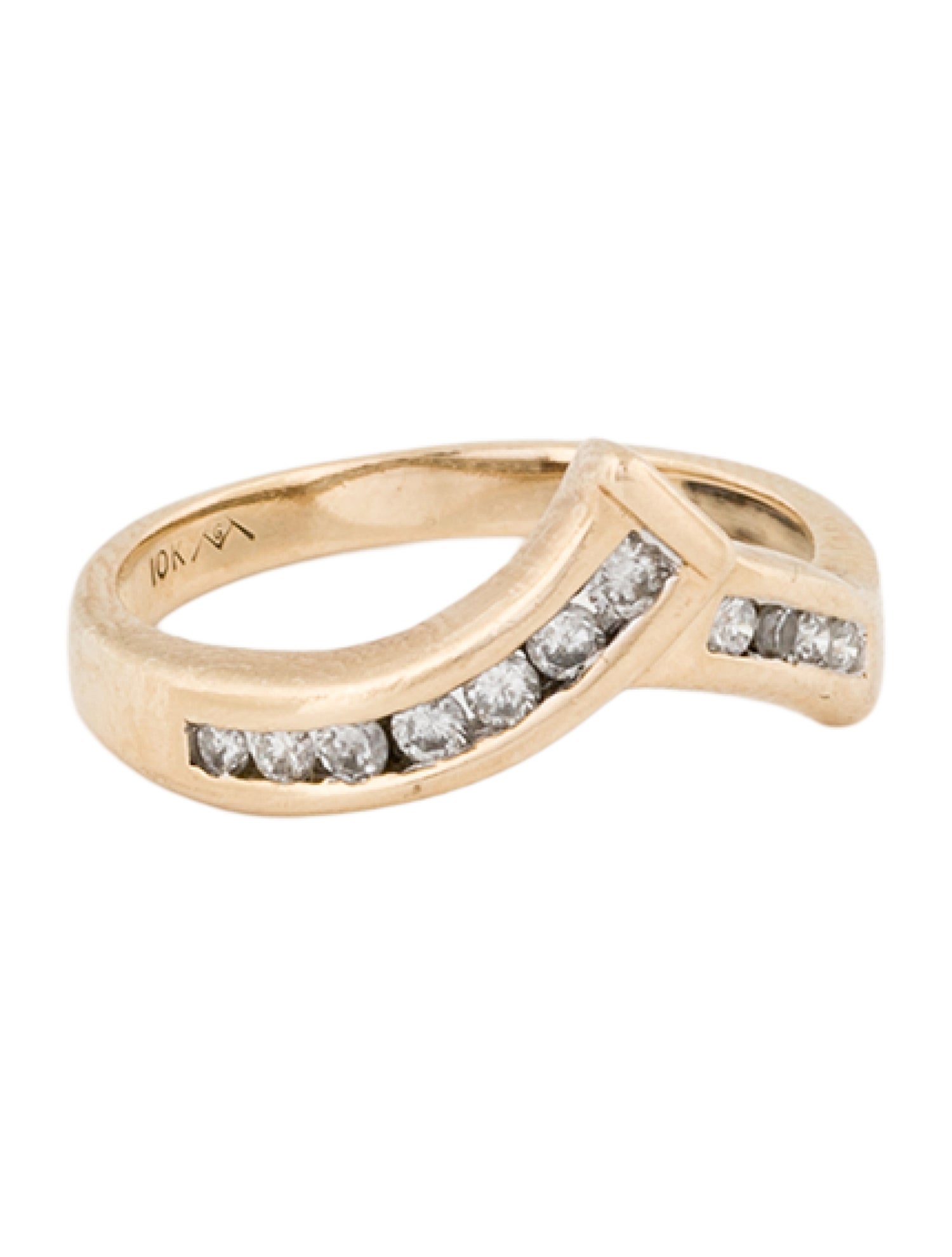 Ring 10K Diamond Contour Band