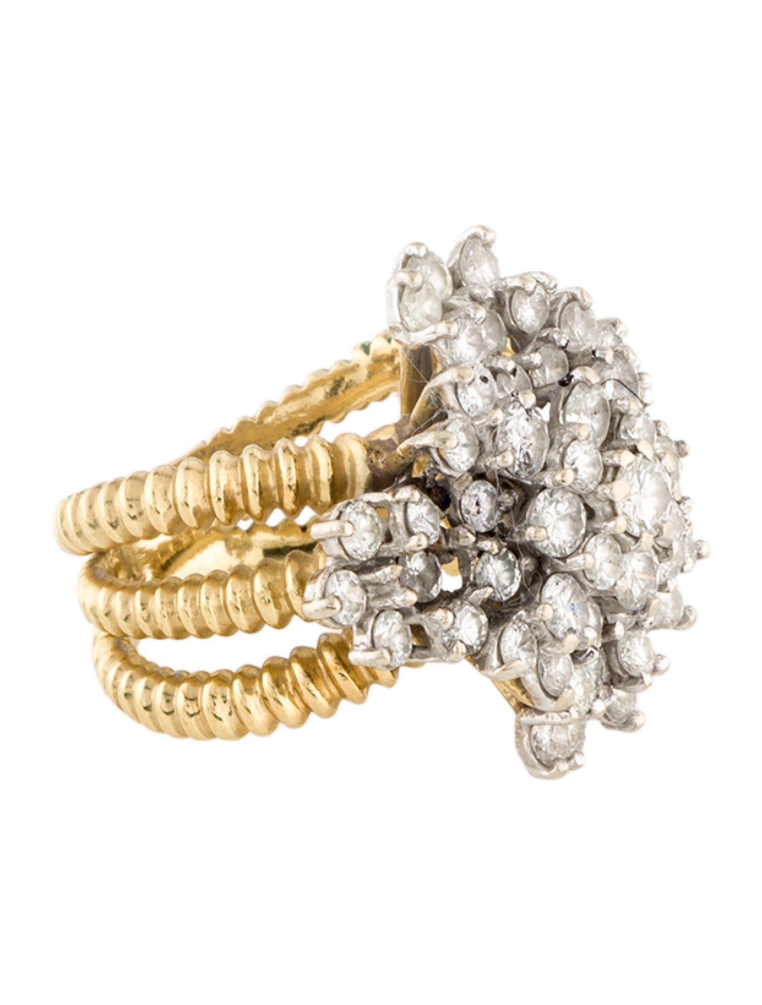 Ring 18K 3.17ctw Diamond Cluster Cocktail