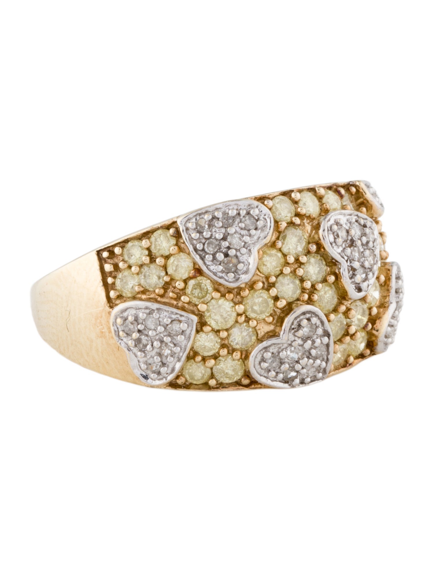 Ring 10K Two-Tone Diamond Heart Cocktail