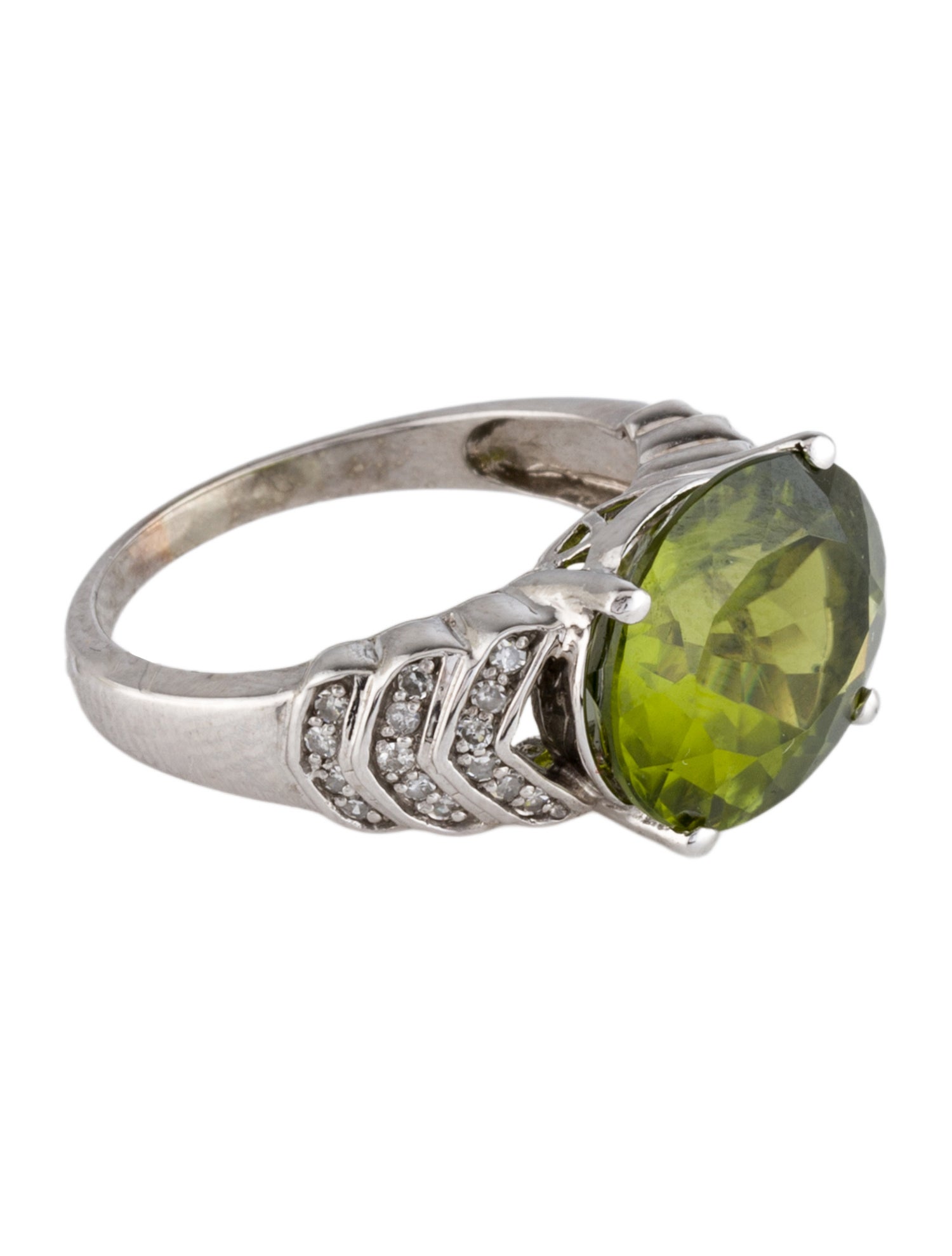 Ring 14K 9.26ct Peridot & Diamond Cocktail