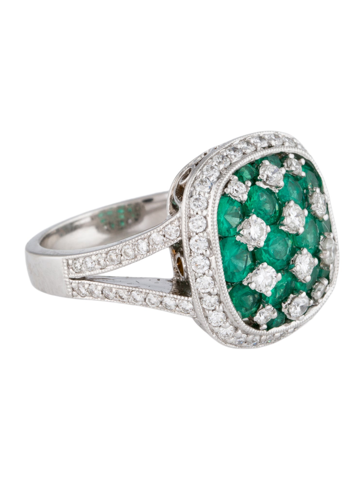 Ring 18K 1.52ct Emerald & Diamond Checkerboard