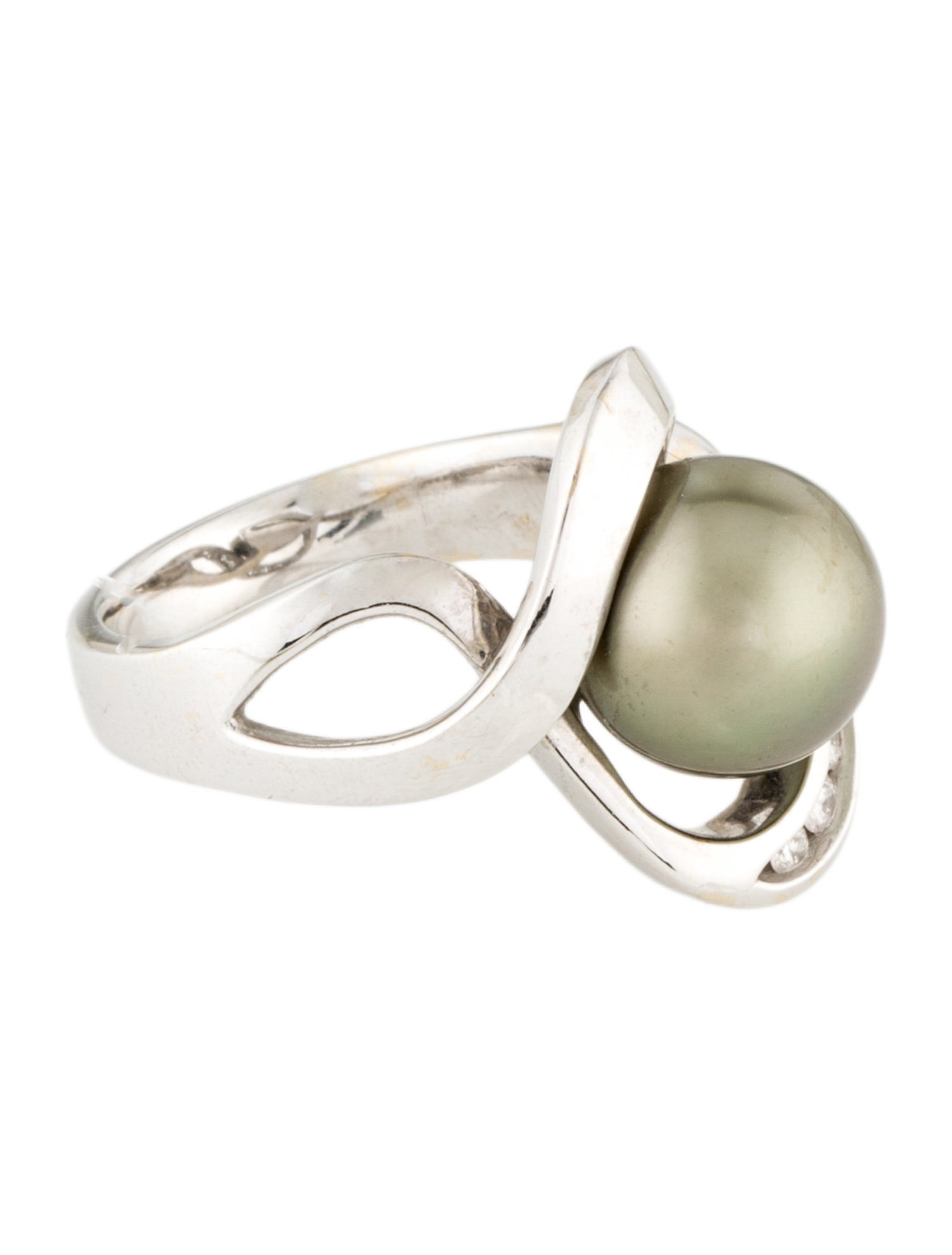 Ring 18K Pearl & Diamond Cocktail