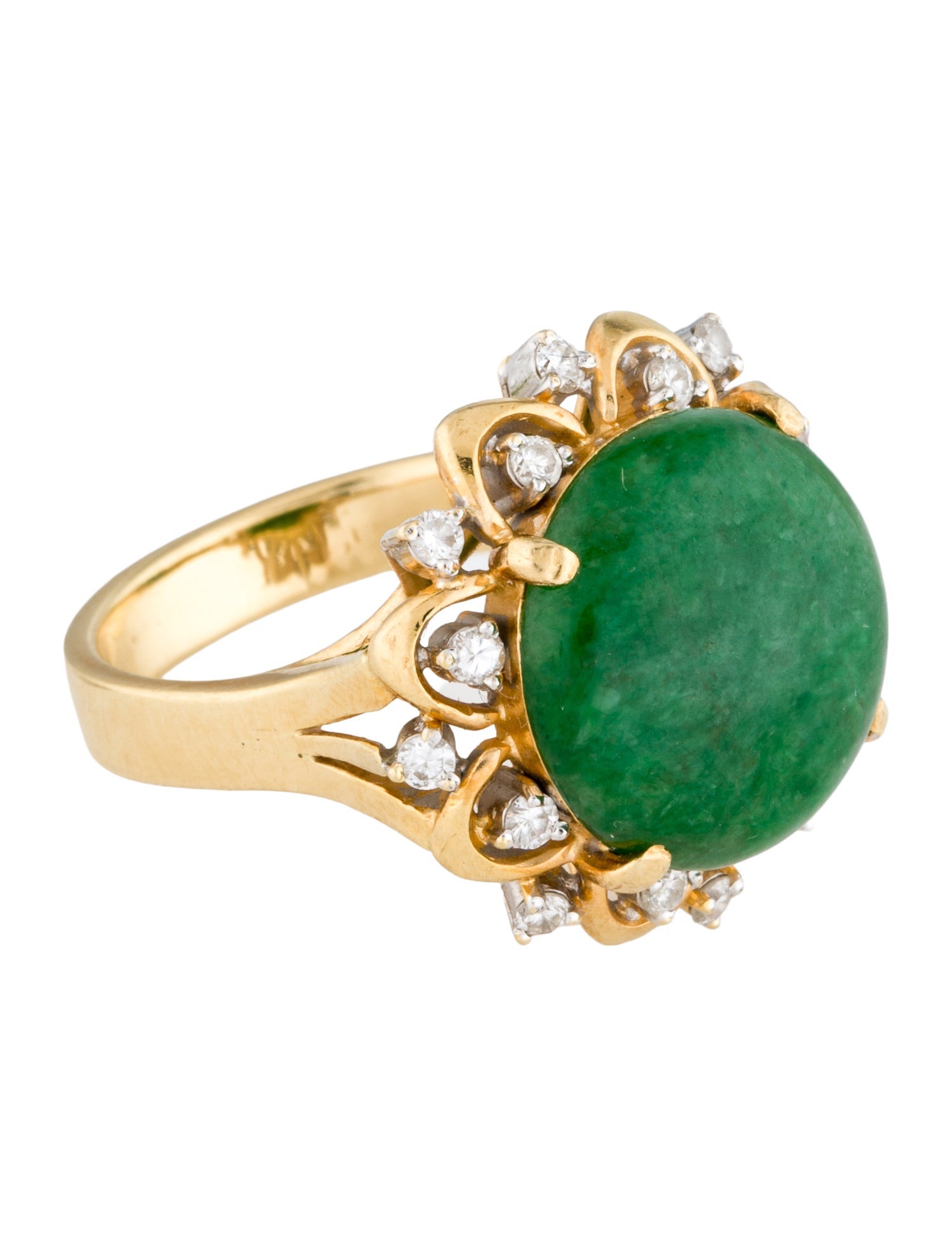 Ring 18K Jadeite & Diamond Cocktail