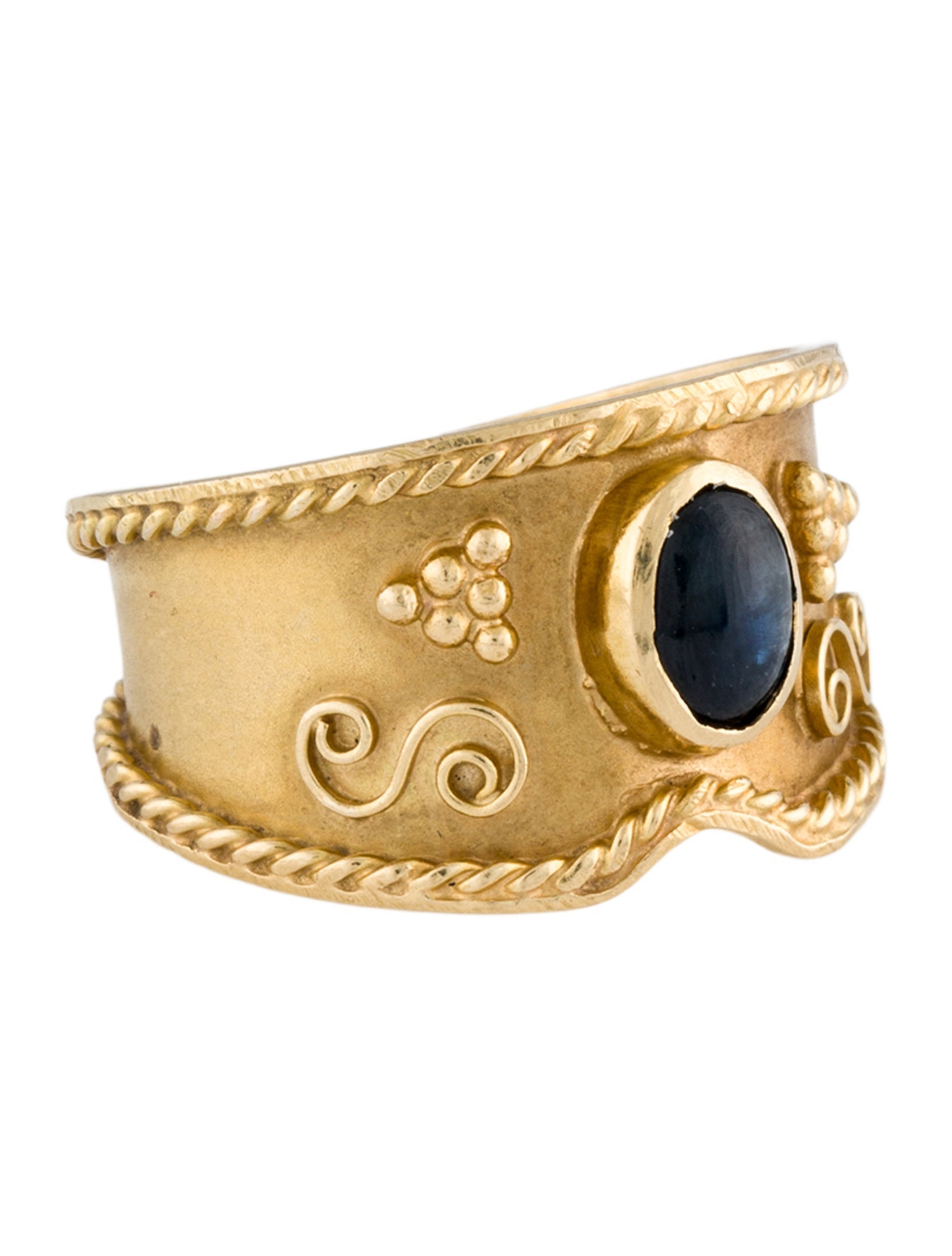 Ring 18K Sapphire Etruscan Cocktail