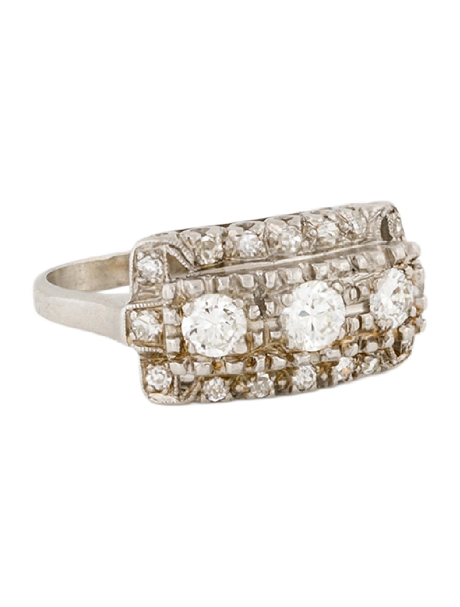 Ring Vintage Platinum Diamond Cocktail Ring