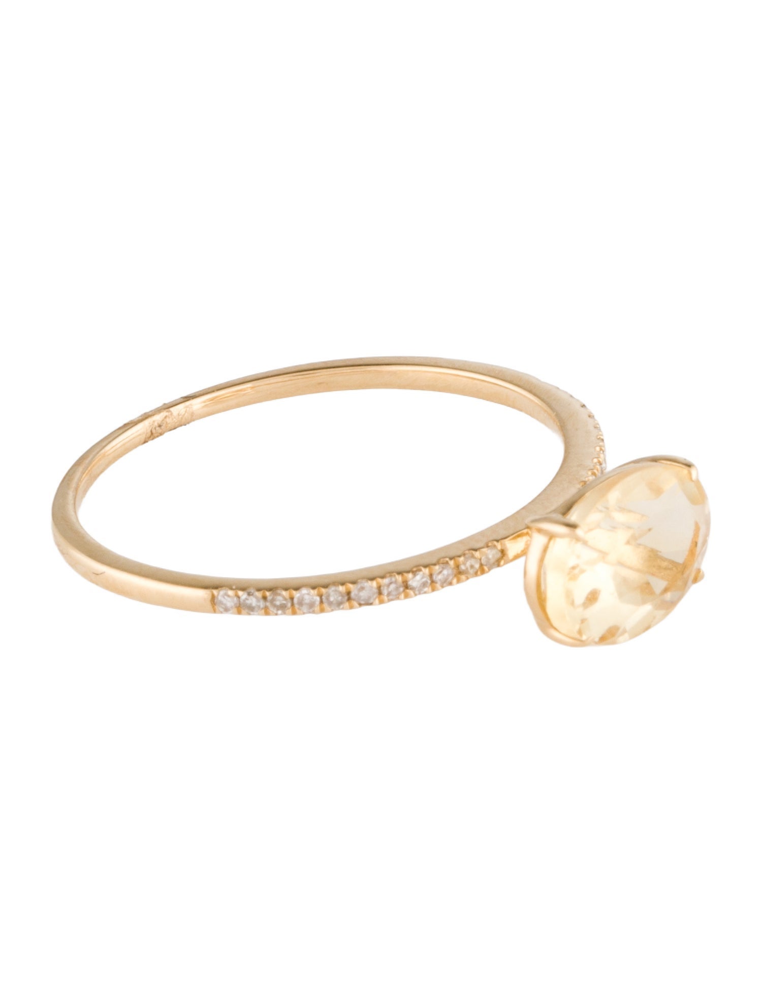 Ring 14K Citrine & Diamond Cocktail Ring