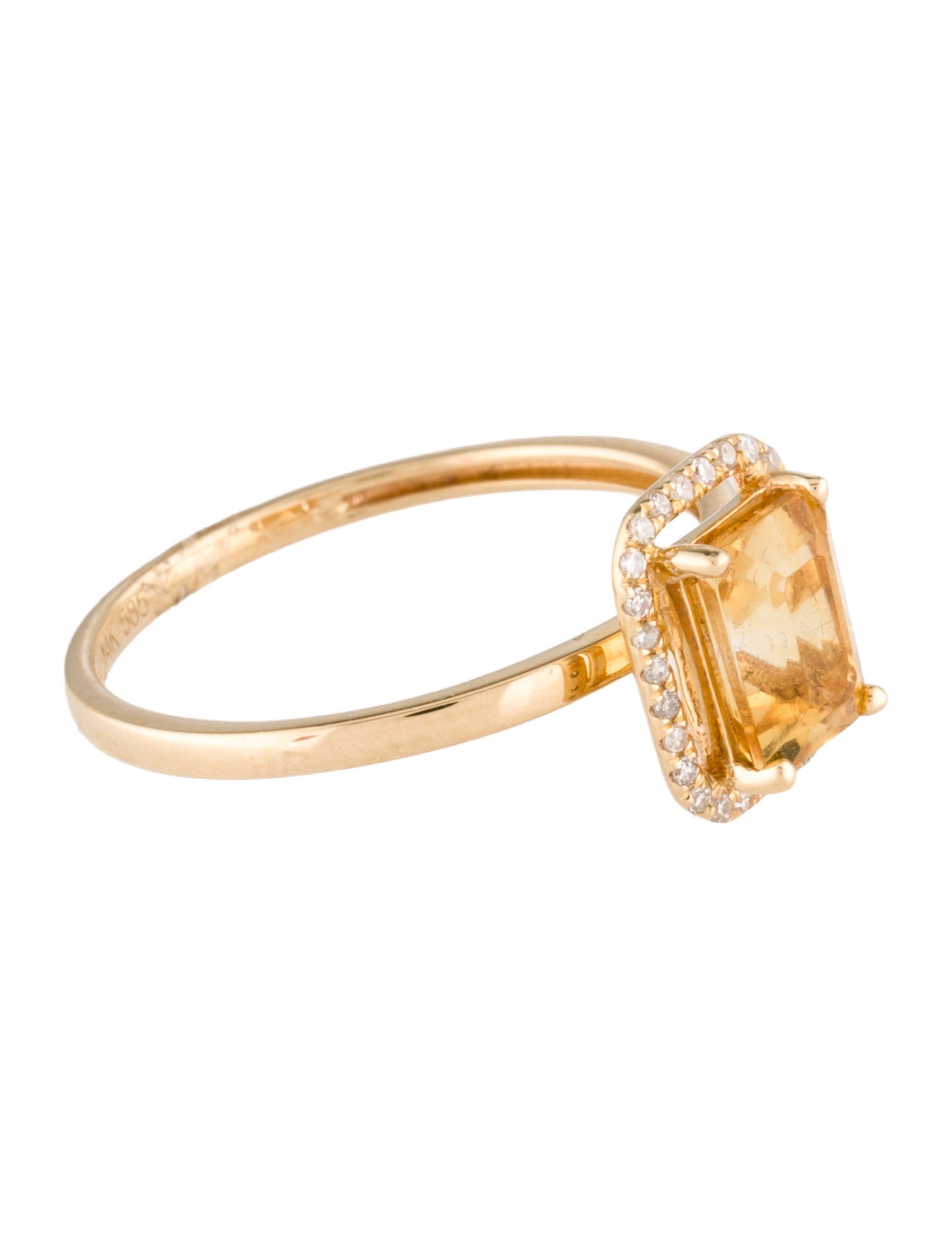 Ring 14K Citrine & Diamond Cocktail Ring