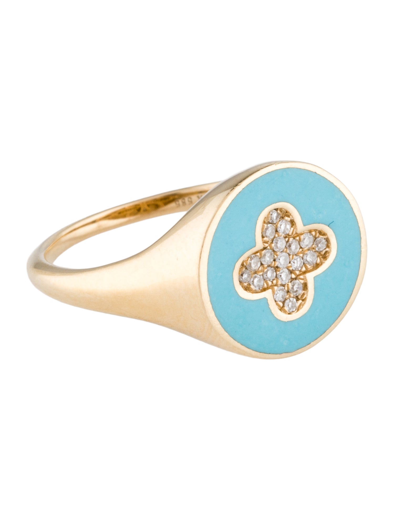 Ring 14K Enamel & Diamond Signet