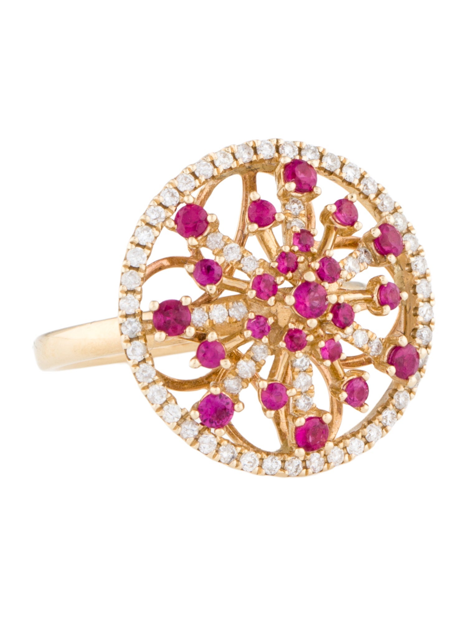 Ring 14K Ruby & Diamond Cocktail