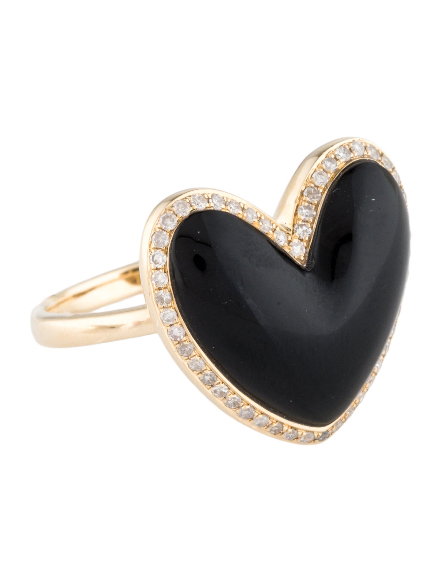 Ring 14K Diamond & Onyx Heart Cocktail