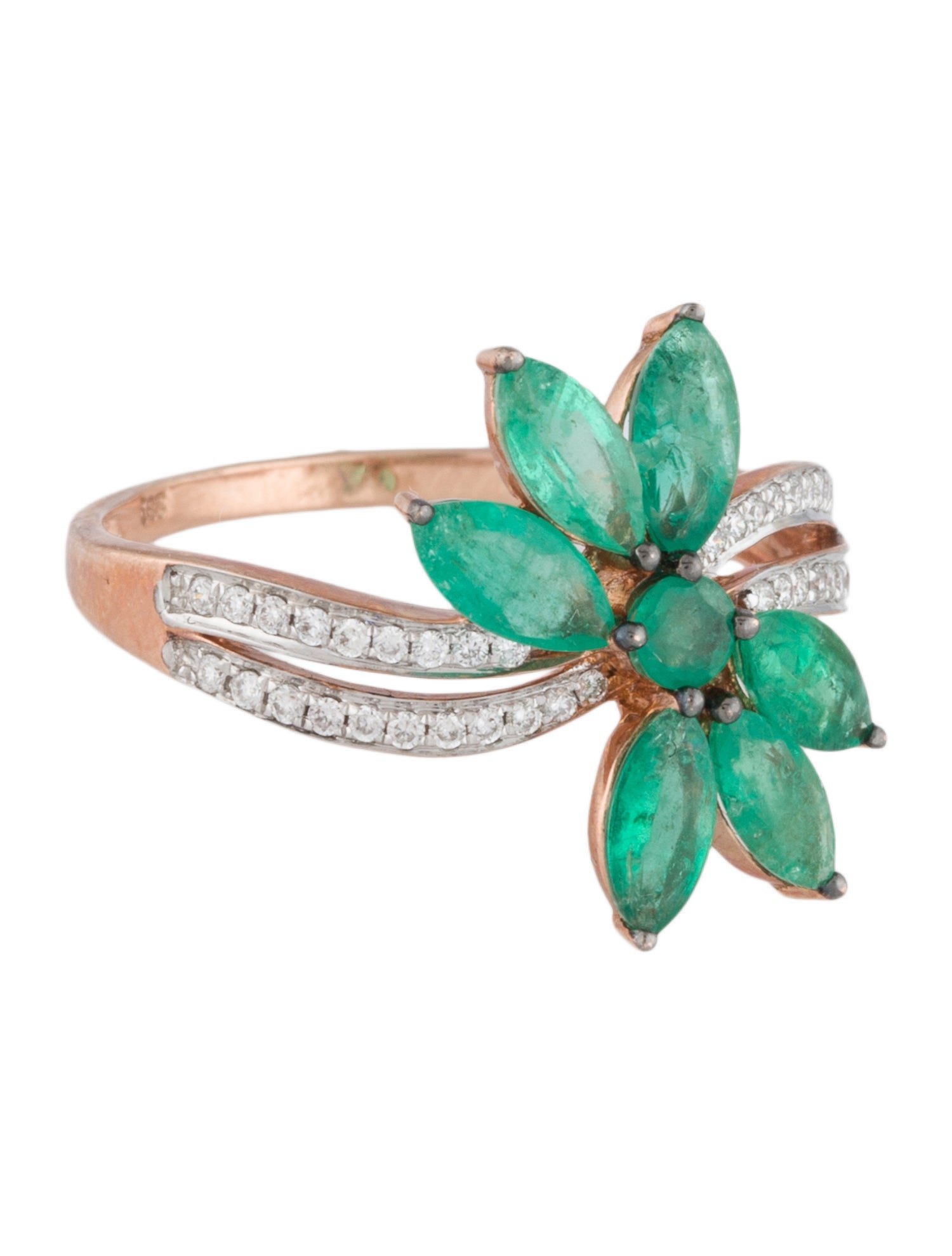Ring 14K 1.40ctw Emerald & Diamond Cocktail Ring