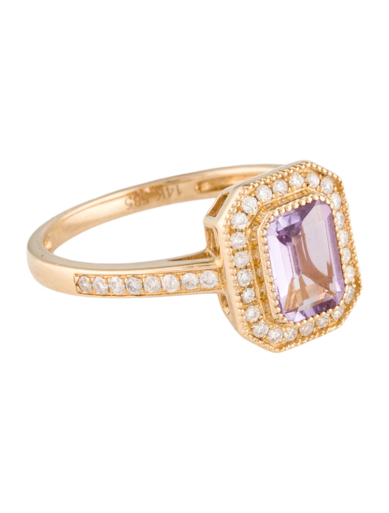 Ring 14K Amethyst & Diamond Cocktail Ring