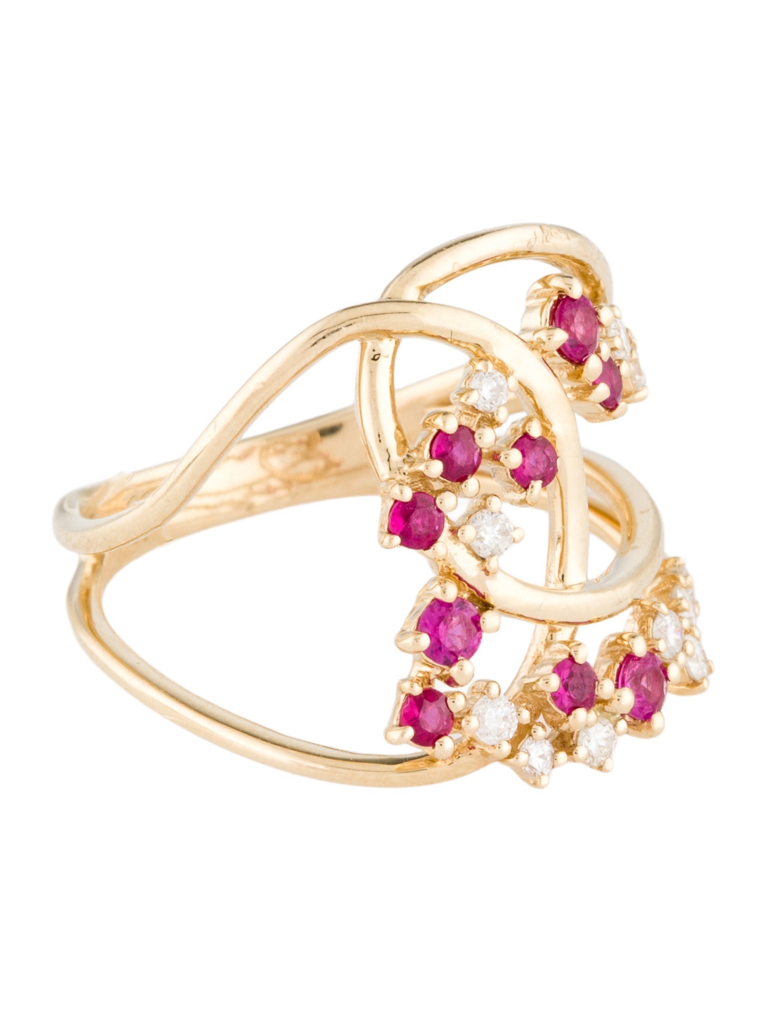 Ring 14K Diamond & Ruby Cocktail