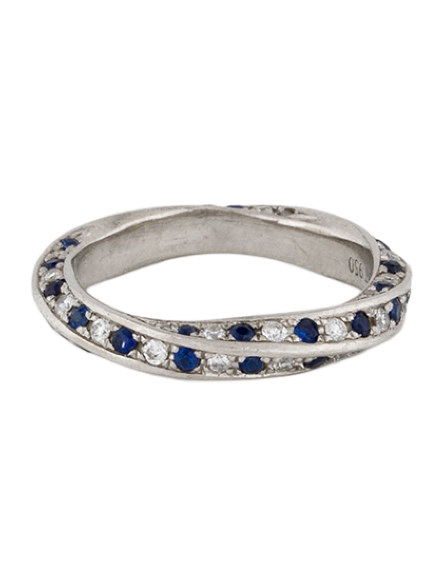 Ring Platinum Sapphire & Diamond Twist Band
